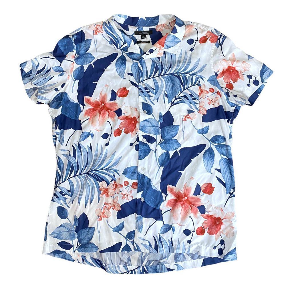 Marc Anthony Luxury Fabric Slim Fit Floral Tropical Hawaiian Shirt Size Slim XXL